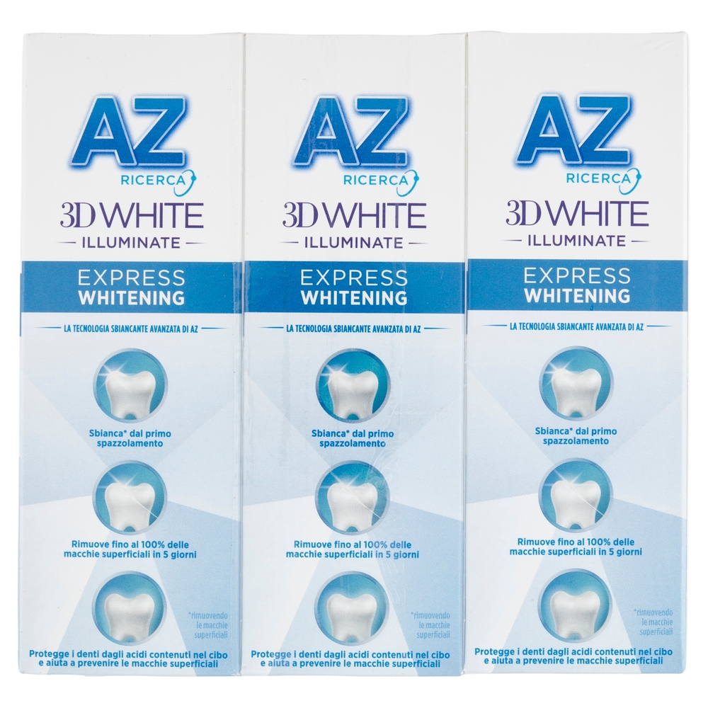 AZ Ricerca Dentifricio 3D White Illuminate Express Whitening Bianco Fresh 3 x 50 ml
